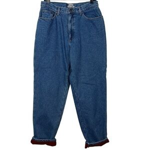 LL Bean Vintage Original Fit Relaxed Red Fleece Lined High Rise Jeans